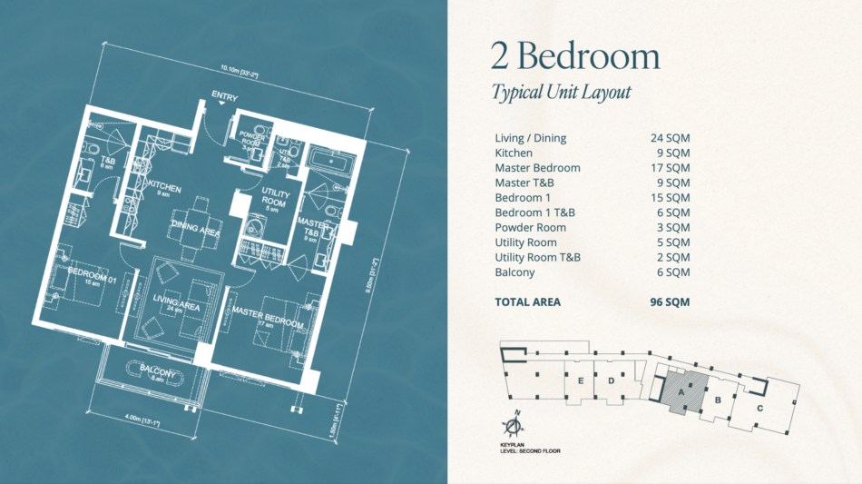 Aruga 2 bedroom unit floor plan
