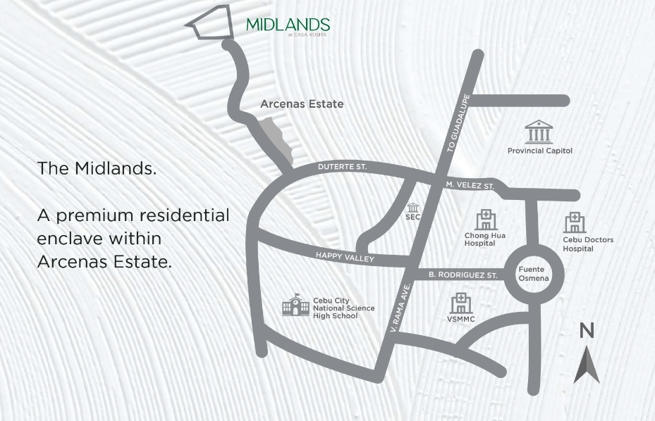 Midlands at Casa Rosita location map — Arcenas Estate, Duterte St., Banawa, Cebu City