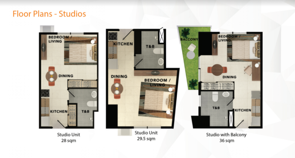 Taft East Gate studio unit floor plan, 26.70 sqm