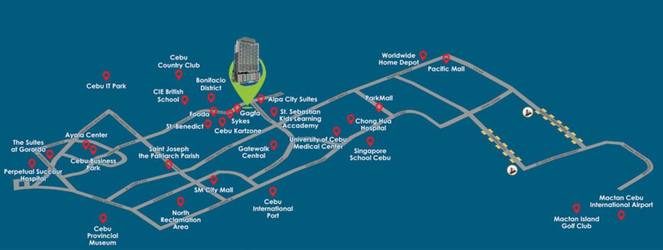 Vitale Suites vicinity map — cor. F. Cabahug St., Hernan Cortes, Mandaue City